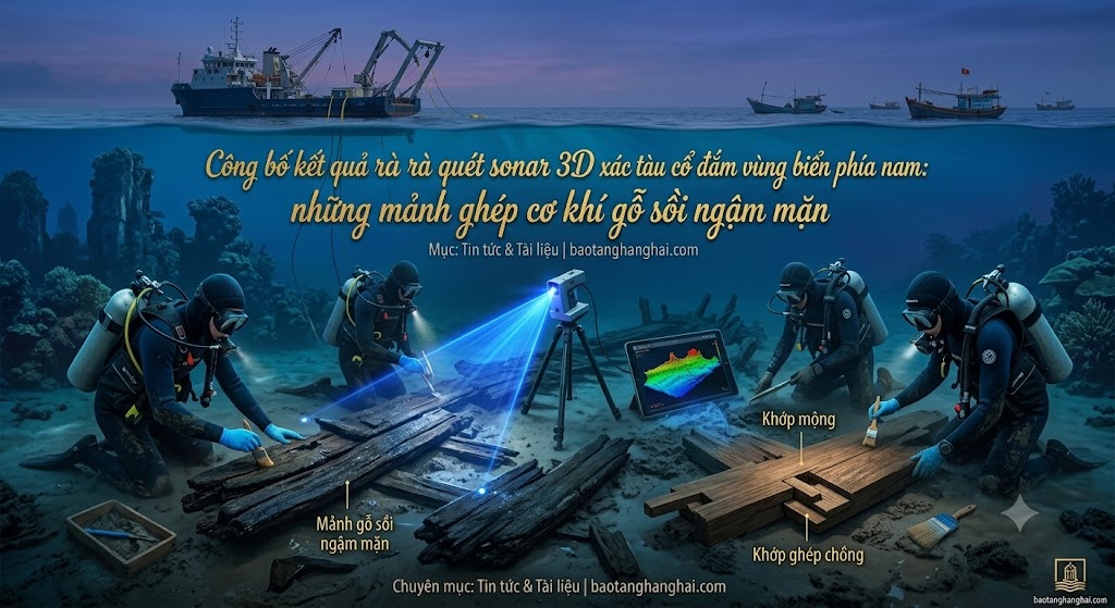 Công bố kết quả rà quét sonar 3d xác tàu cổ đắm vùng biển phía nam: những mảnh ghép cơ khí gỗ sồi ngậm mặn.