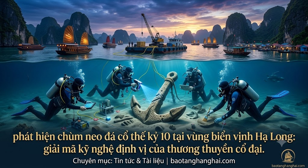 Phát hiện chùm neo đá cổ thế kỷ 10 tại vùng biển vịnh Hạ Long: giải mã kỹ nghệ định vị của thương thuyền cổ đại.