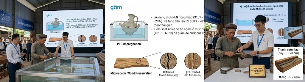 Tổng quan phương pháp xử lý sườn gỗ tàu cổ đắm bằng sáp polyethylene glycol (peg)